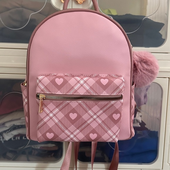 Pink Plaid Heart Backpack - Picture 1 of 5